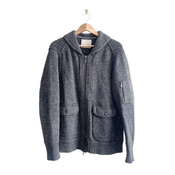 Banana Republic Heritage Collection Men's Shawl Zip Sweater Jacket Gray Large - Picture 1 of 9
